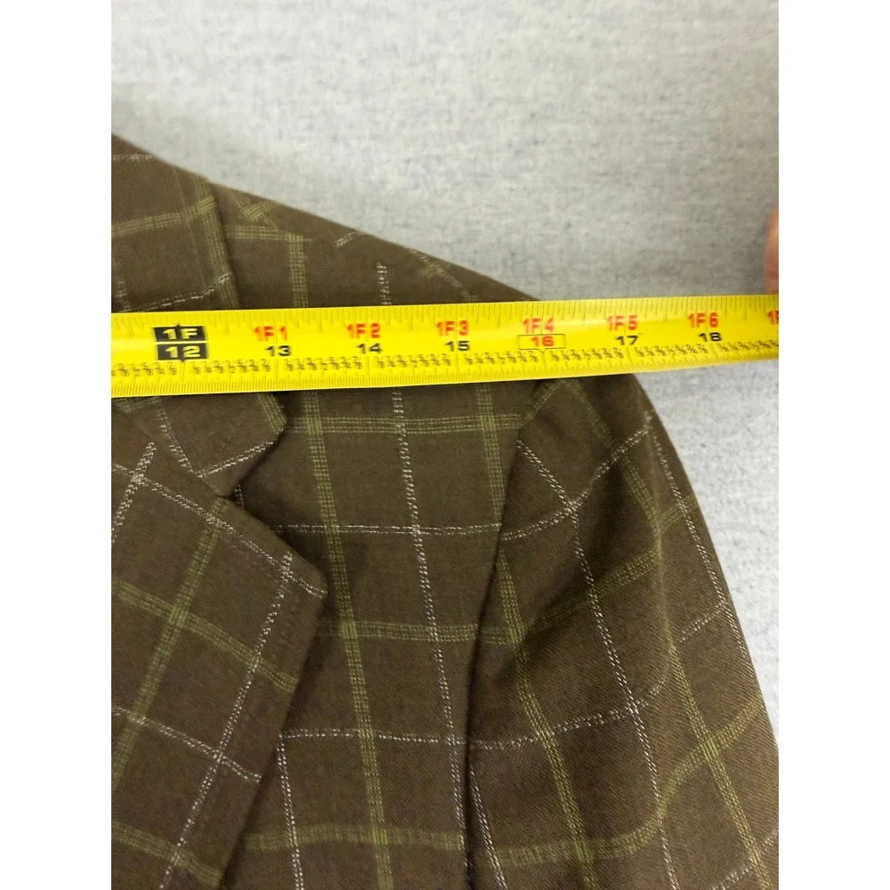Vintage 60s Bespoke Brown Windowpane Check Sport Coat Blazer 36R ACWA Union Tag
